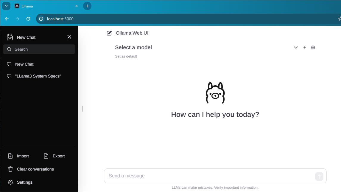 T ch h p web ui chat v i llama3 b ng ollama webui lite th gi c